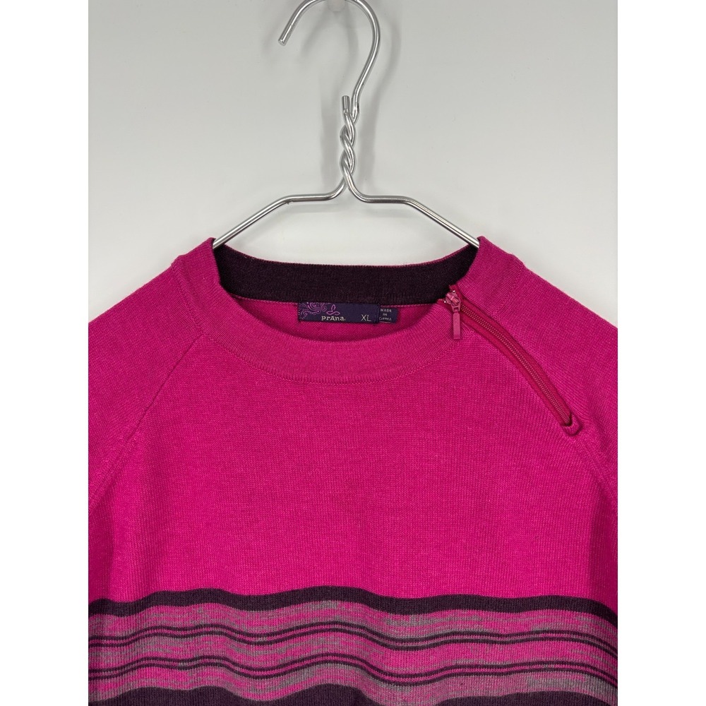 PrAna Sweater Womens XL Pink Purple Mariana Pullover Wool Blend Zip Neck - Picture 2 of 9